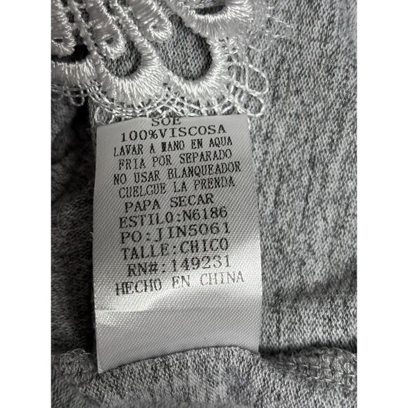 Kori America Top Womens Size S Gray Lace Hem Cottagecore Boho Long Sleeve - Picture 4 of 7